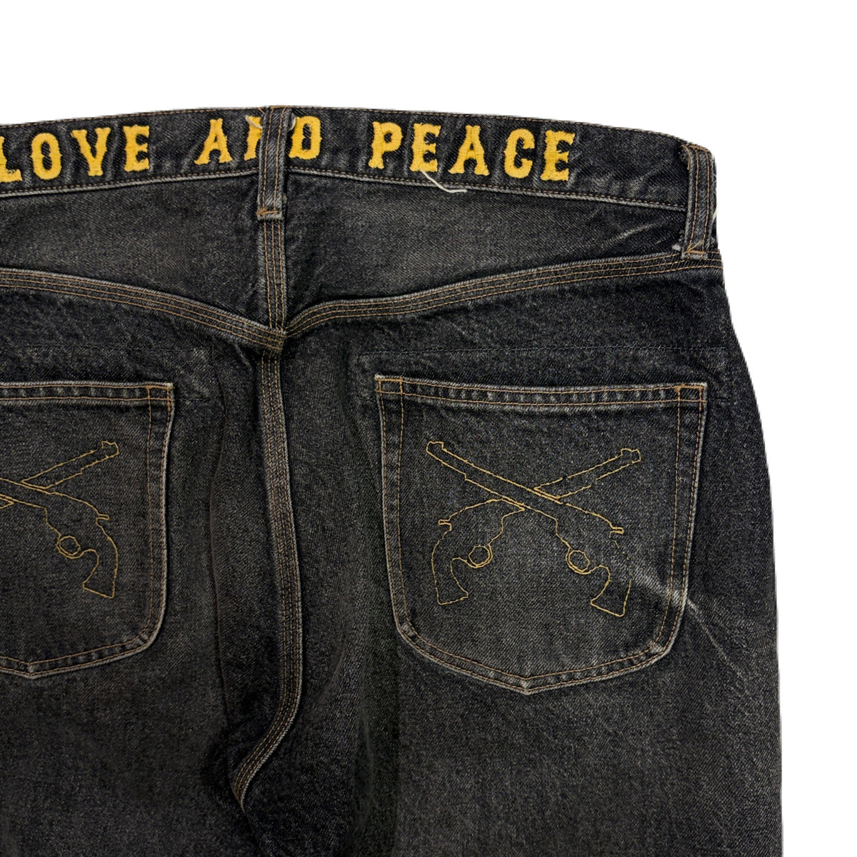 VINTAGE WASH DENIM WIDE PANTS / BLACK