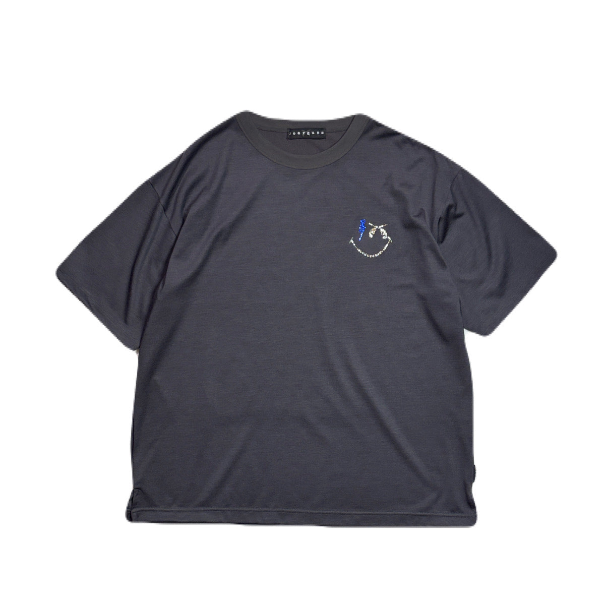 画像をギャラリービューアに読み込む, WOOL JERSEY SMILE SWAROVSKI T-SHIRT / GRAY