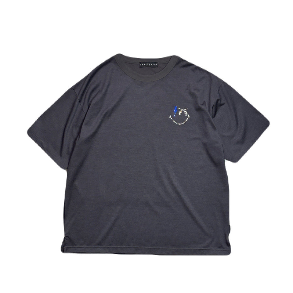 画像をギャラリービューアに読み込む, WOOL JERSEY SMILE SWAROVSKI T-SHIRT / GRAY