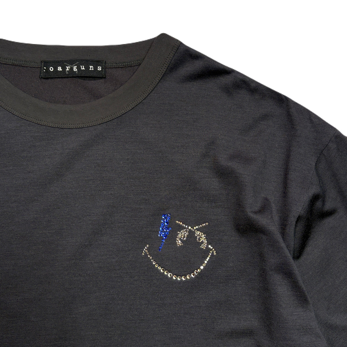 WOOL JERSEY SMILE SWAROVSKI T-SHIRT / GRAY