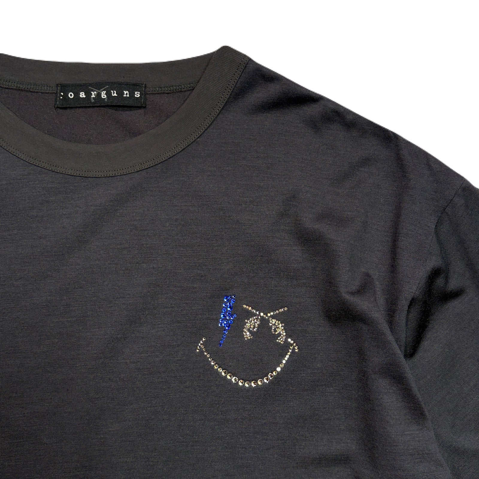 画像をギャラリービューアに読み込む, WOOL JERSEY SMILE SWAROVSKI T-SHIRT / GRAY
