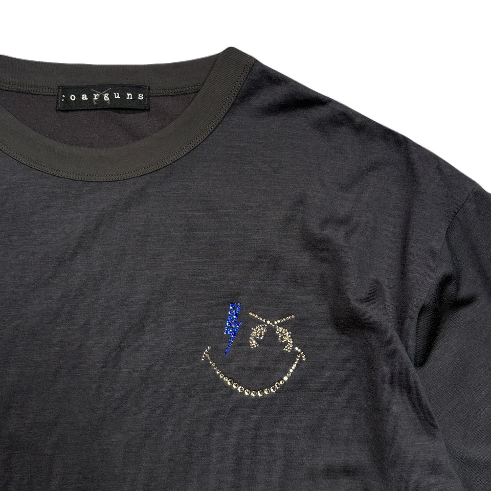 画像をギャラリービューアに読み込む, WOOL JERSEY SMILE SWAROVSKI T-SHIRT / GRAY