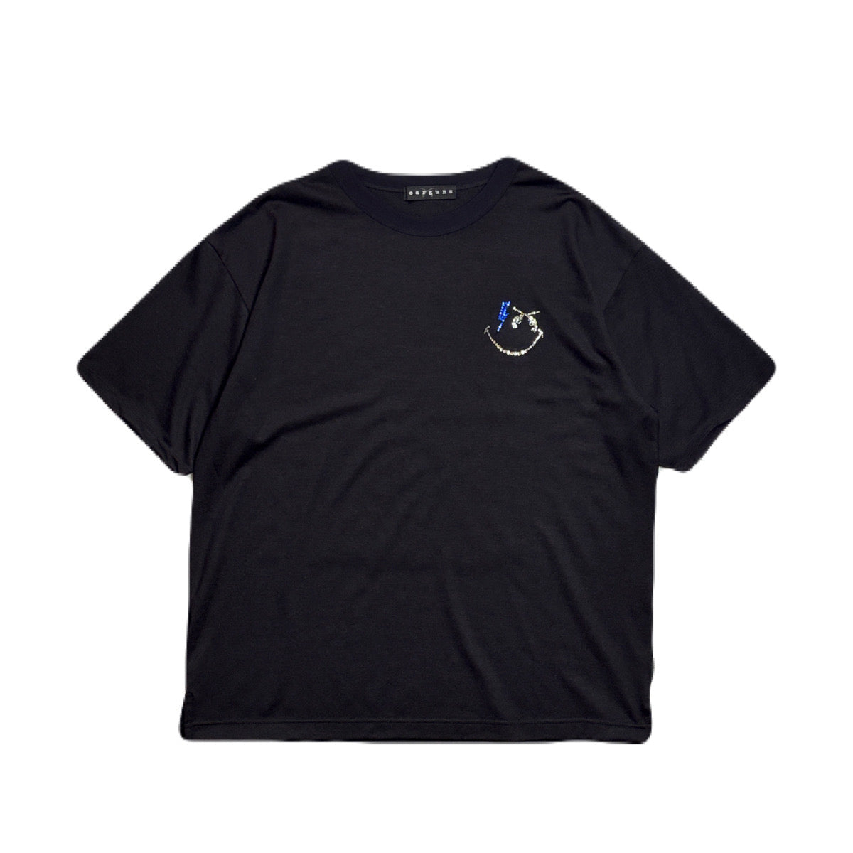 画像をギャラリービューアに読み込む, WOOL JERSEY SMILE SWAROVSKI T-SHIRT / BLACK