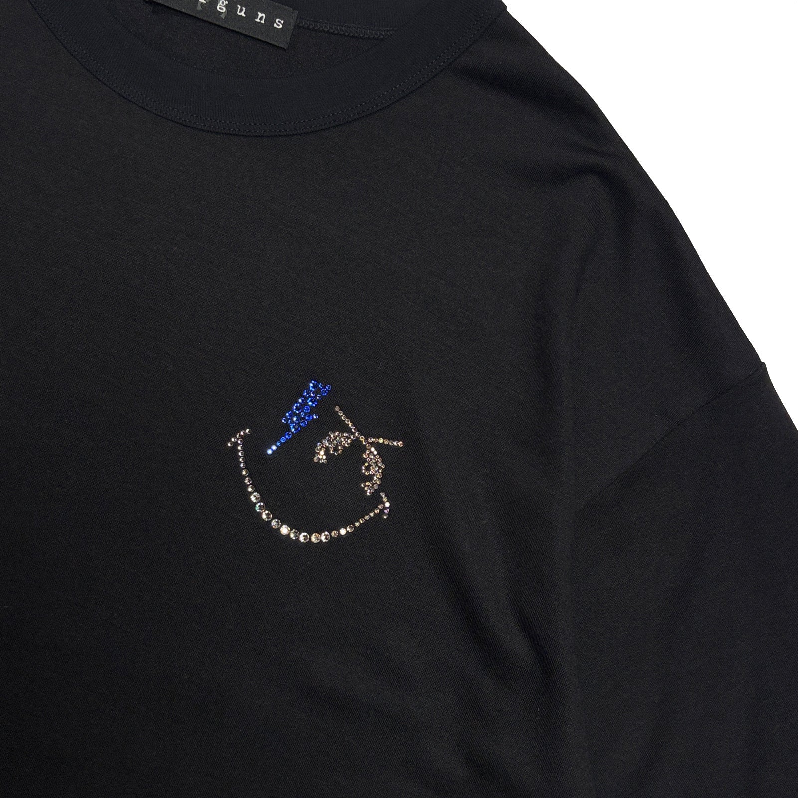 画像をギャラリービューアに読み込む, WOOL JERSEY SMILE SWAROVSKI T-SHIRT / BLACK