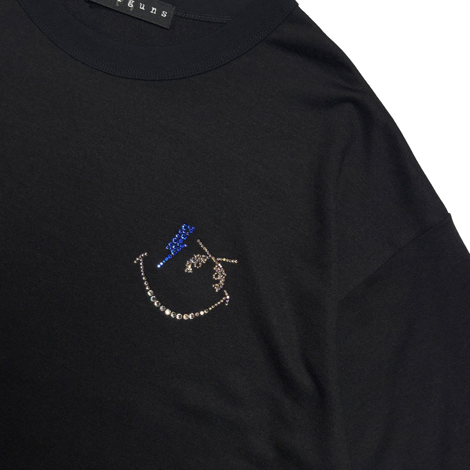 画像をギャラリービューアに読み込む, WOOL JERSEY SMILE SWAROVSKI T-SHIRT / BLACK