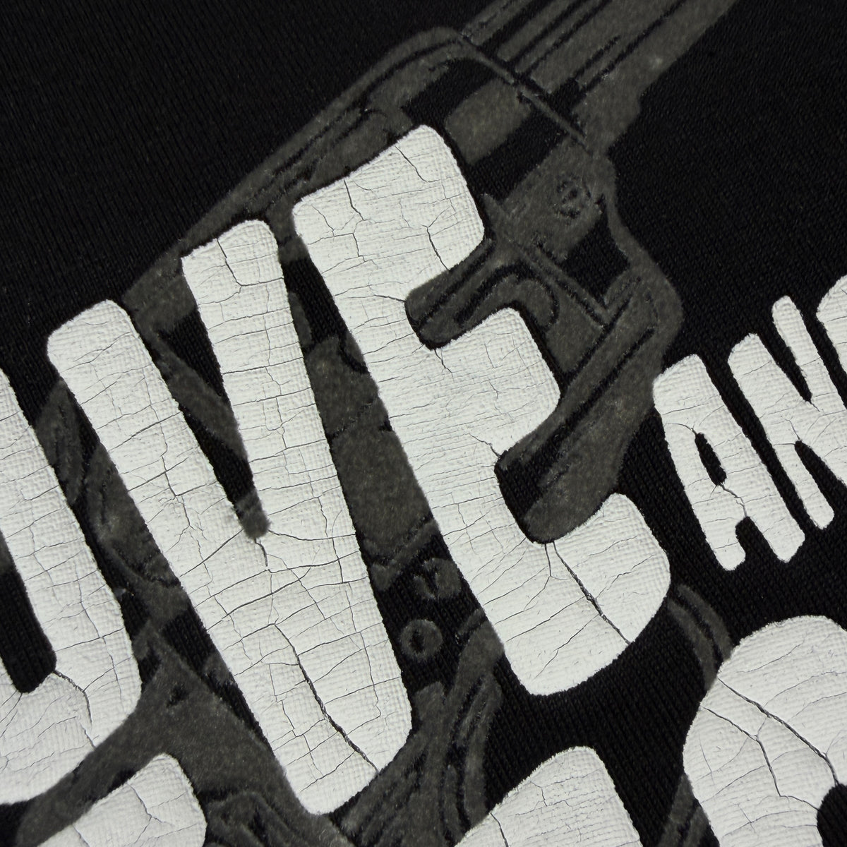 ORGANIC COTTON FLOCK CRACK PRINT T-SHIRT / BLACK