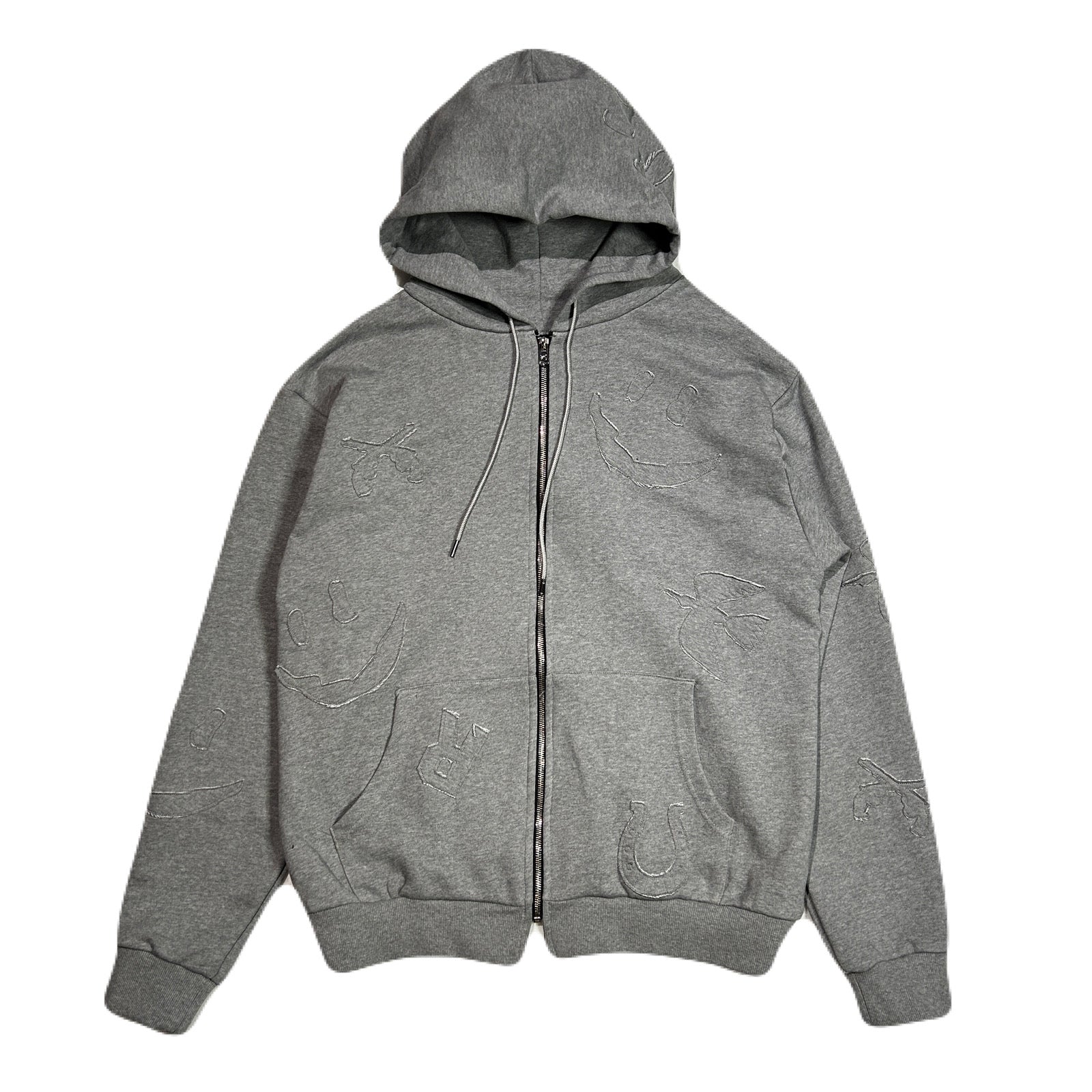 画像をギャラリービューアに読み込む, MIX EMBROIDERY PATCH HOODIE / GRAY