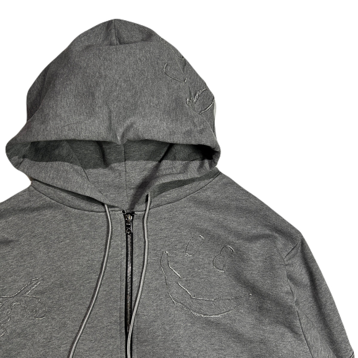 MIX EMBROIDERY PATCH HOODIE / GRAY