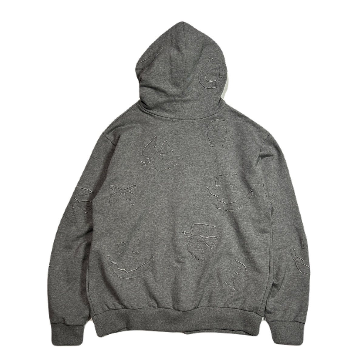 MIX EMBROIDERY PATCH HOODIE / GRAY