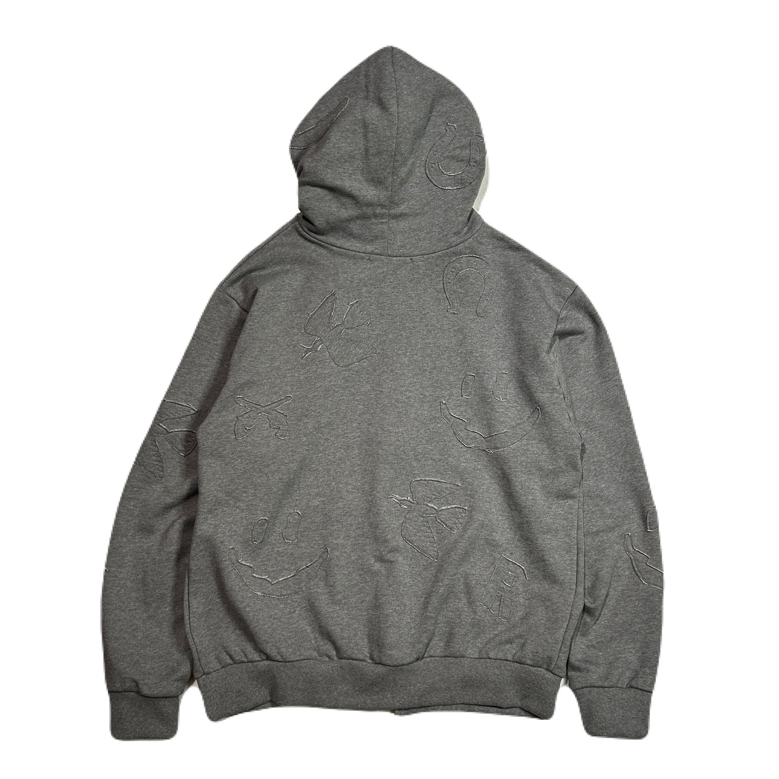 画像をギャラリービューアに読み込む, MIX EMBROIDERY PATCH HOODIE / GRAY