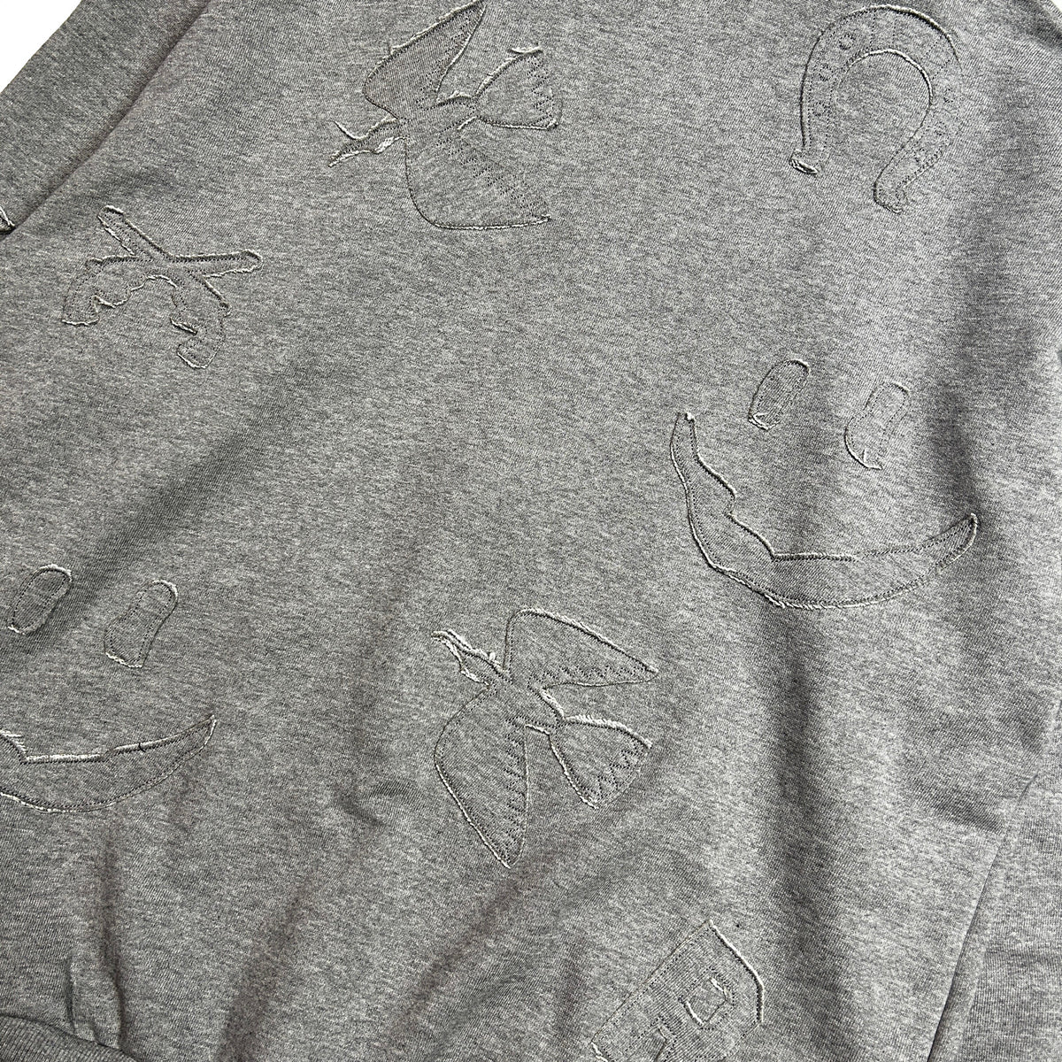 MIX EMBROIDERY PATCH HOODIE / GRAY