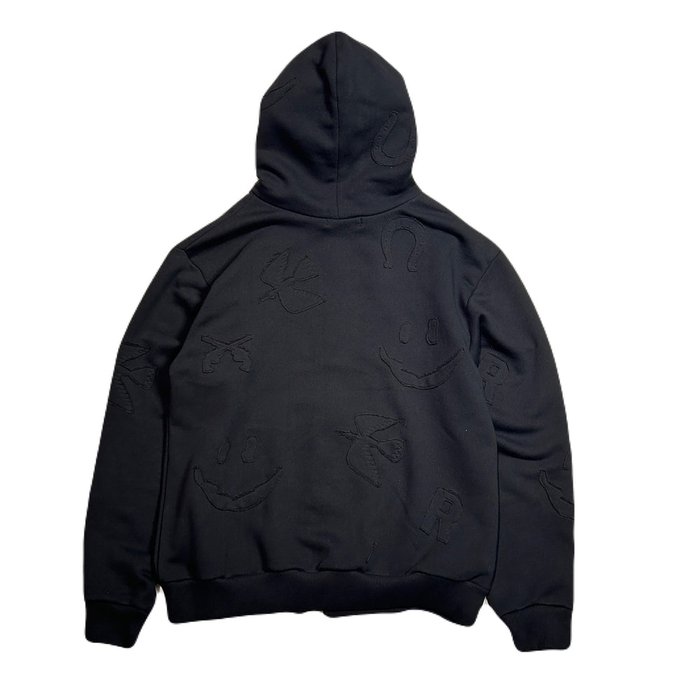 画像をギャラリービューアに読み込む, MIX EMBROIDERY PATCH HOODIE / BLACK