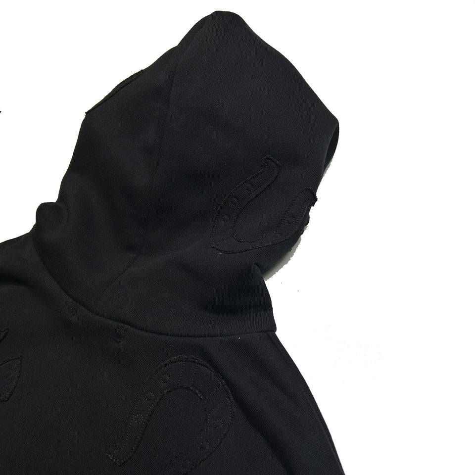 画像をギャラリービューアに読み込む, MIX EMBROIDERY PATCH HOODIE / BLACK