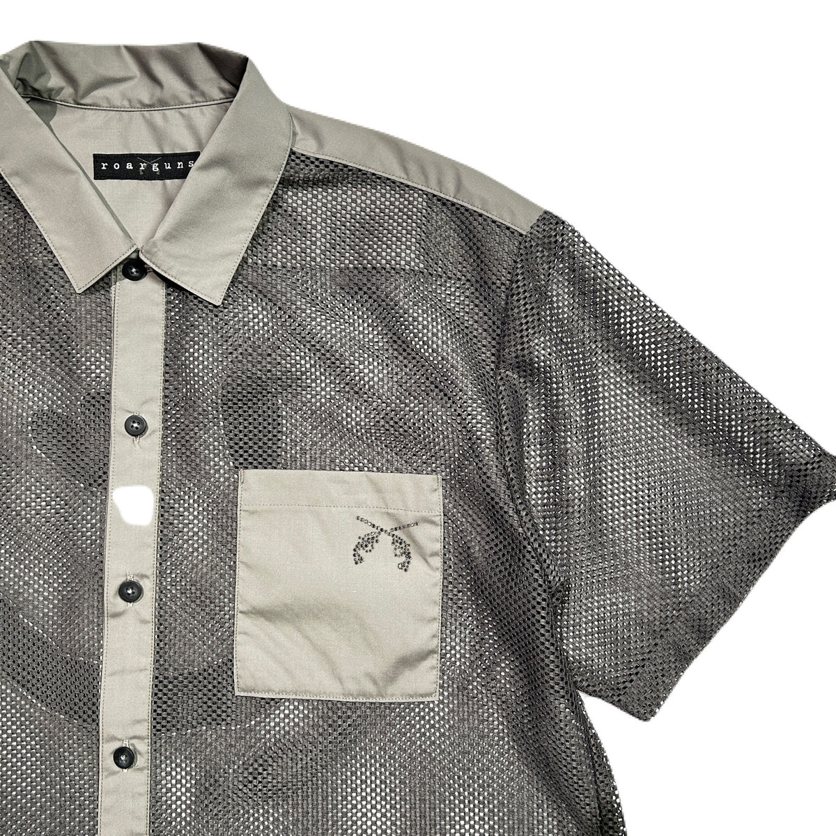MESH SHIRT SMILE CRYSTAL / GRAY