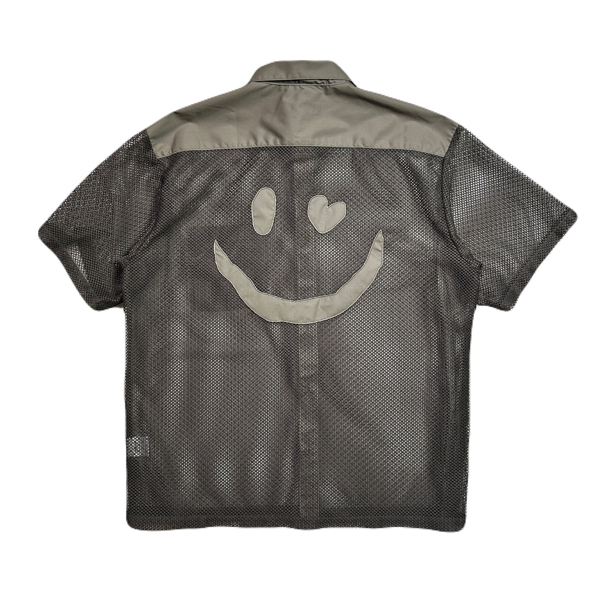MESH SHIRT SMILE CRYSTAL / GRAY