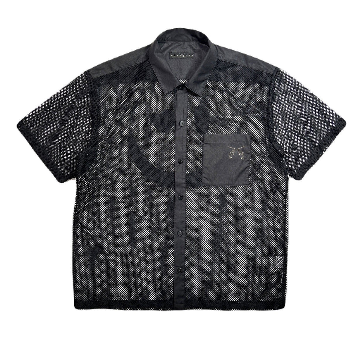 MESH SHIRT SMILE CRYSTAL / BLACK