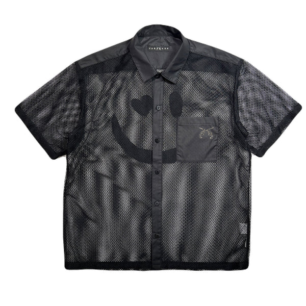 MESH SHIRT SMILE CRYSTAL / BLACK