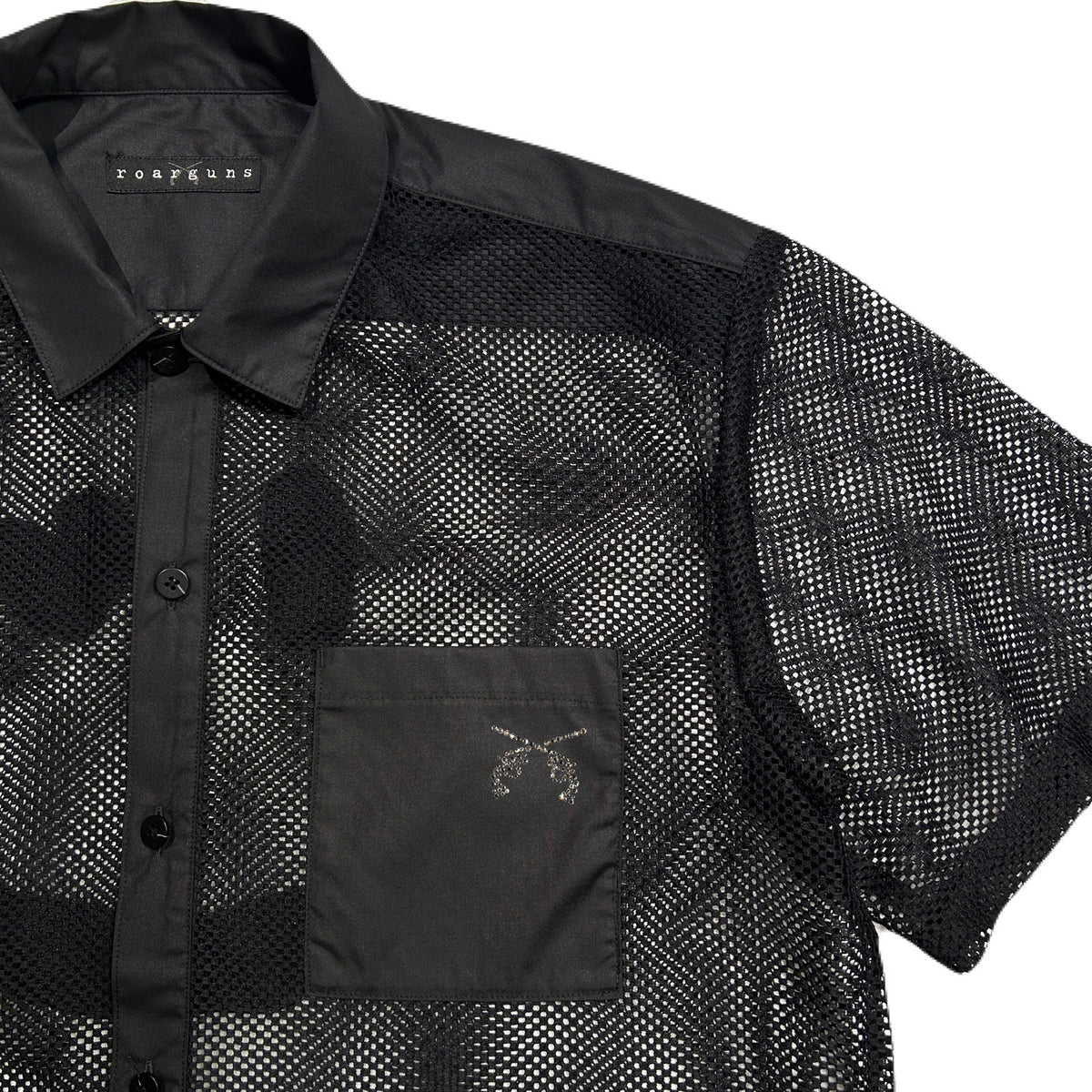 MESH SHIRT SMILE CRYSTAL / BLACK