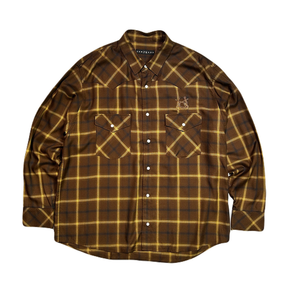 画像をギャラリービューアに読み込む, OMBRE CHECK SHIRT HORSESHOE  / BROWN