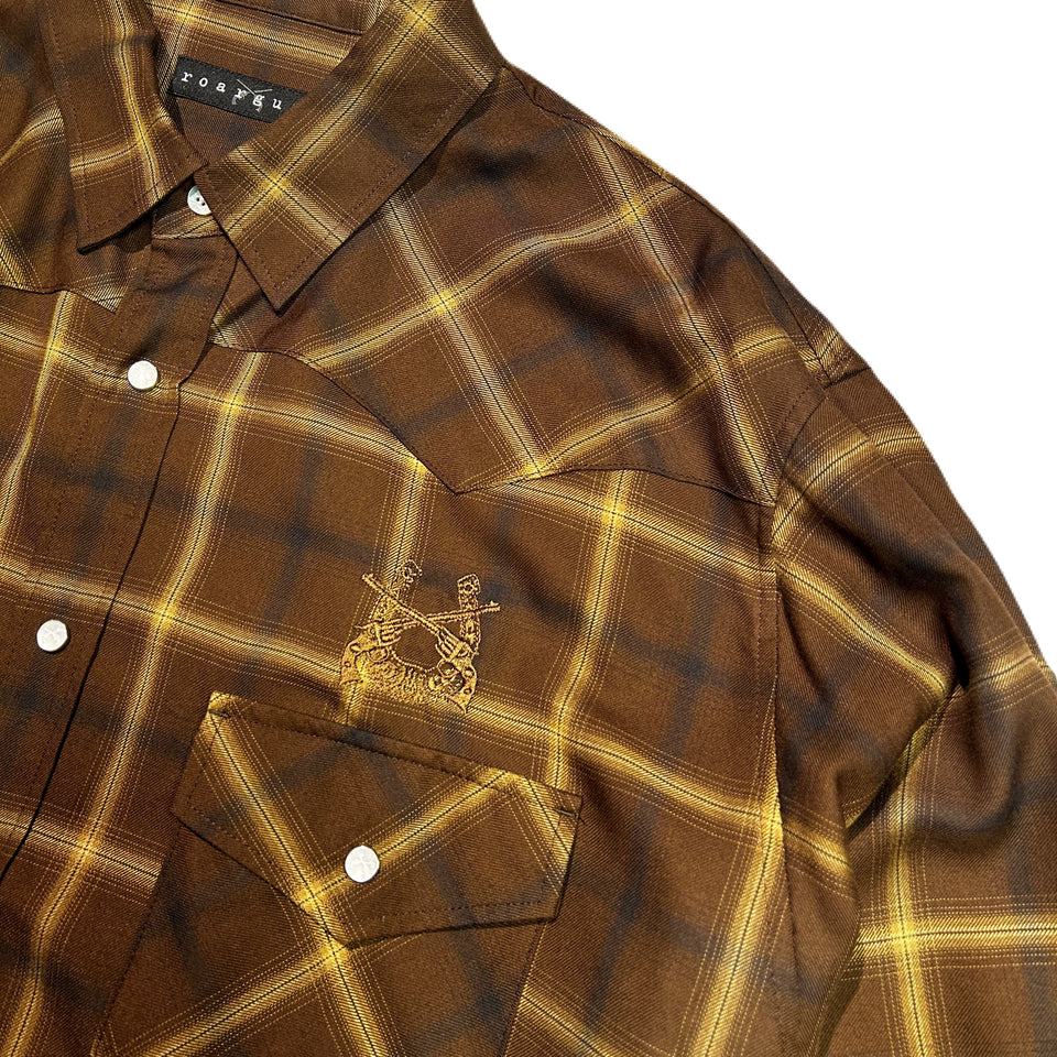 画像をギャラリービューアに読み込む, OMBRE CHECK SHIRT HORSESHOE  / BROWN