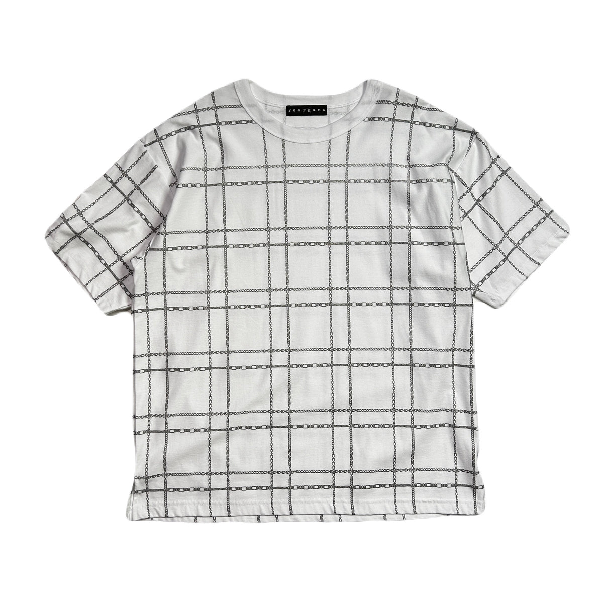 CHAIN CHECK PRINT T-SHIRT / WHITE*SILVER