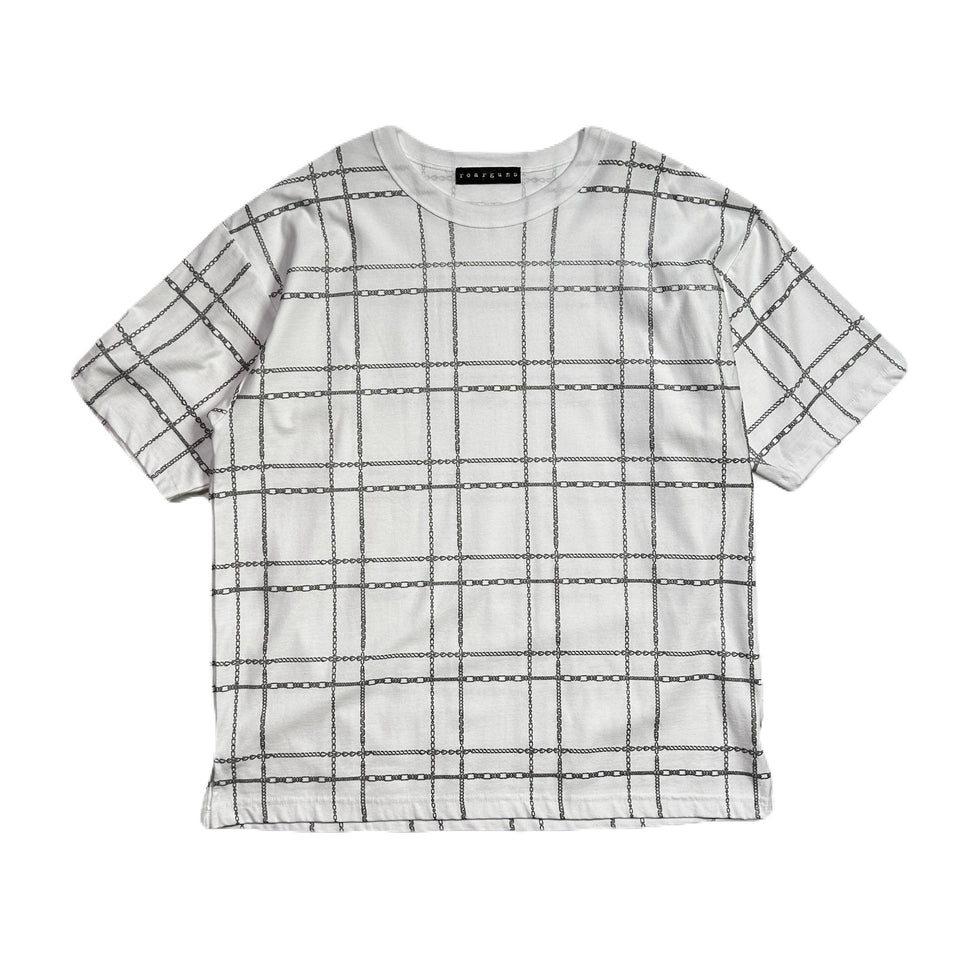 画像をギャラリービューアに読み込む, CHAIN CHECK PRINT T-SHIRT / WHITE*SILVER