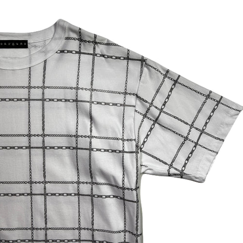 CHAIN CHECK PRINT T-SHIRT / WHITE*SILVER