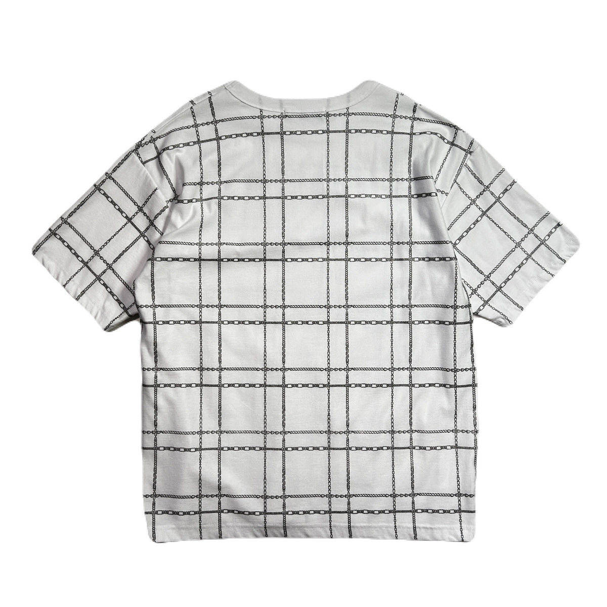 CHAIN CHECK PRINT T-SHIRT / WHITE*SILVER