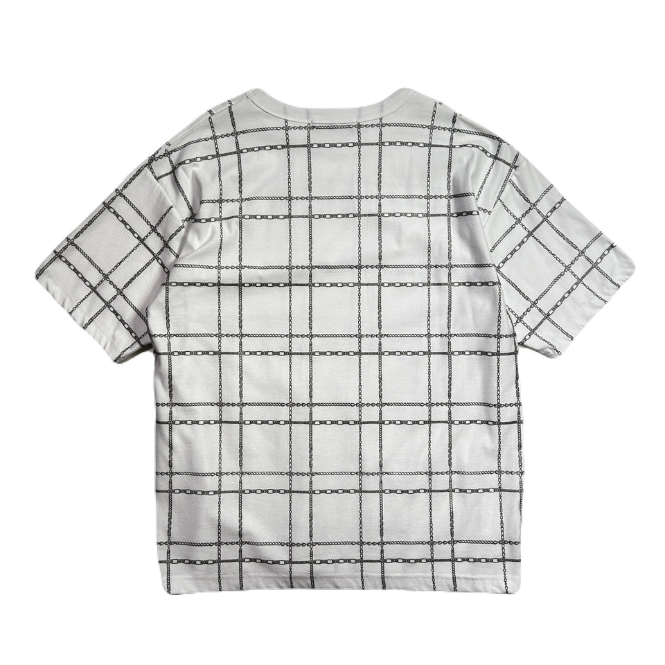 画像をギャラリービューアに読み込む, CHAIN CHECK PRINT T-SHIRT / WHITE*SILVER