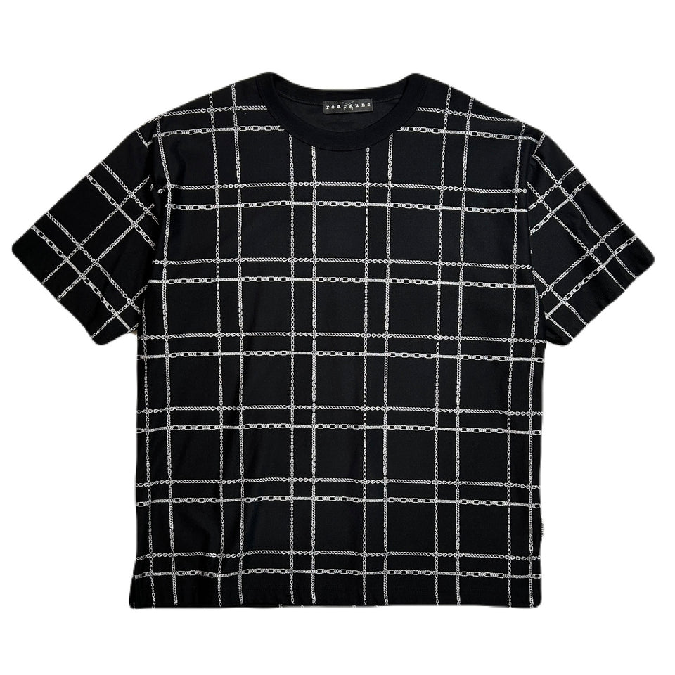 画像をギャラリービューアに読み込む, CHAIN CHECK PRINT T-SHIRT / BLACK*GUNMETAL