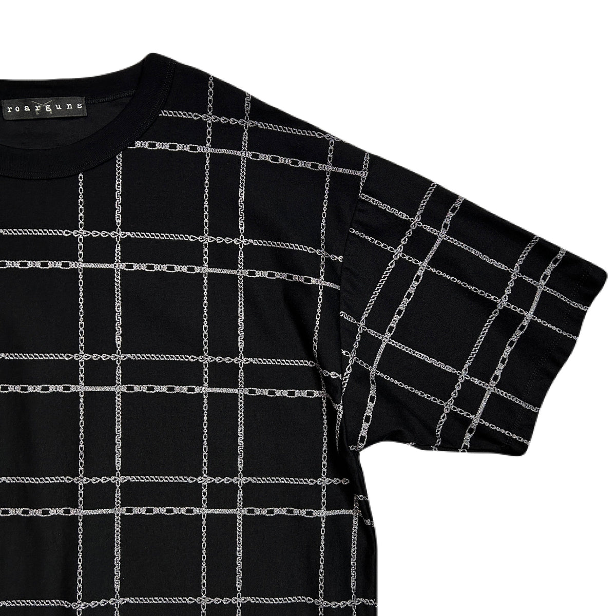 CHAIN CHECK PRINT T-SHIRT / BLACK*GUNMETAL