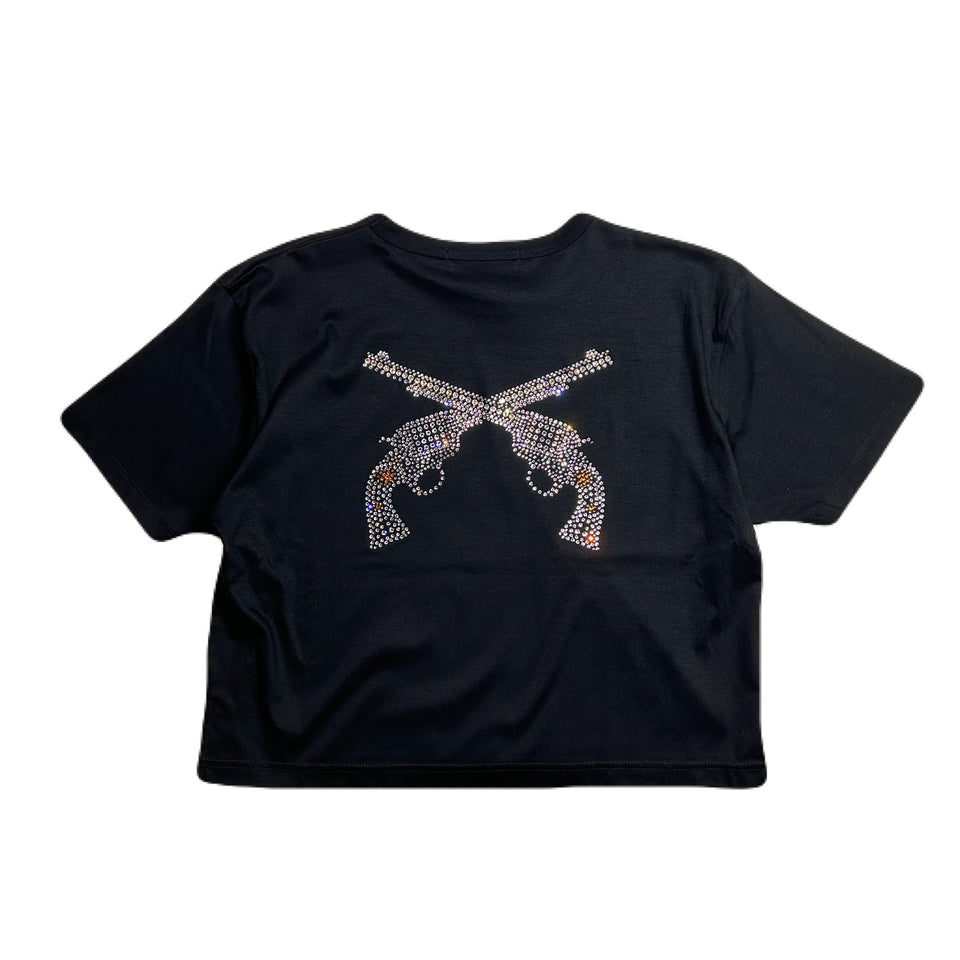 画像をギャラリービューアに読み込む, WOMENS CROSSGUN CRYSTAL T-SHIRT / BLACK