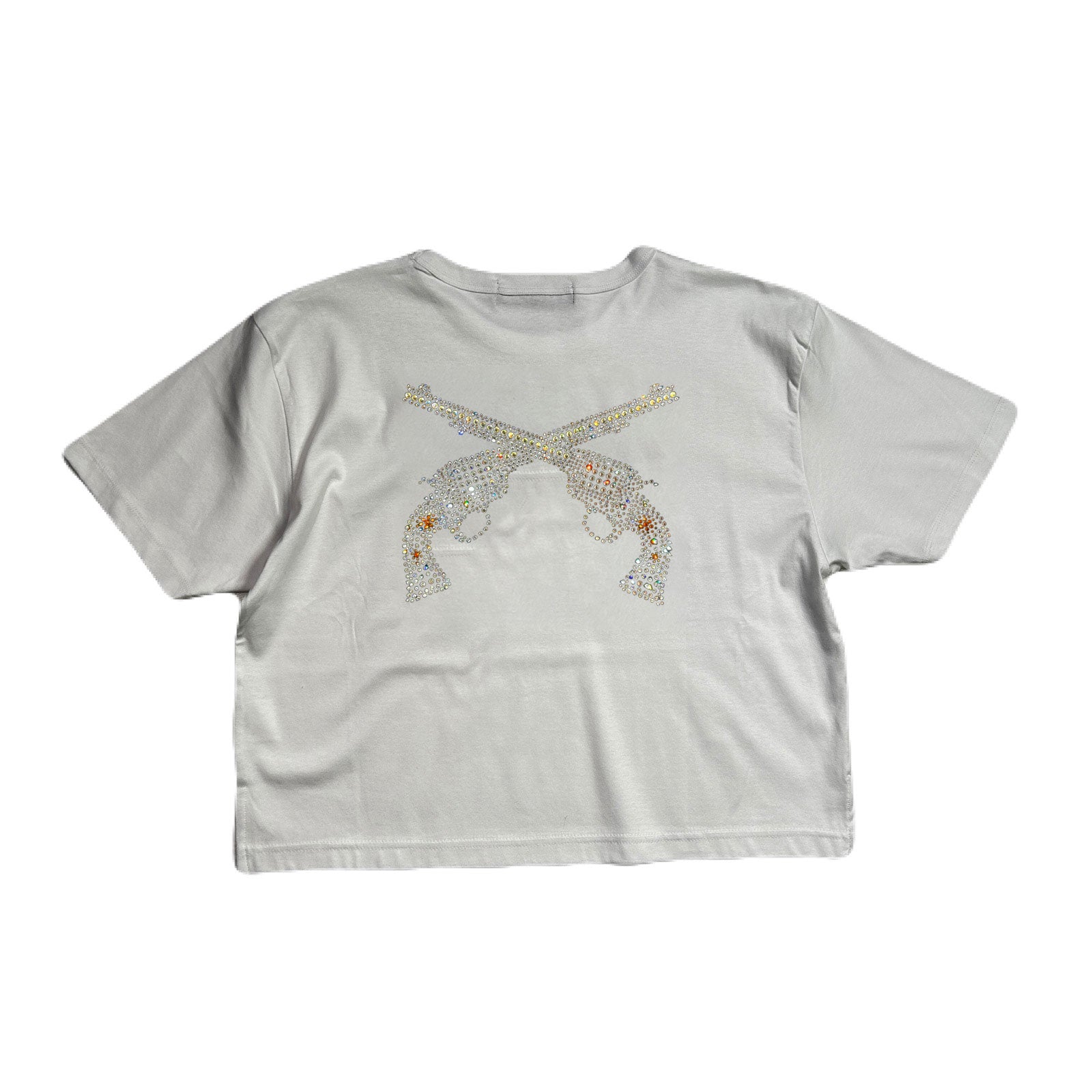 画像をギャラリービューアに読み込む, WOMENS CROSSGUN CRYSTAL T-SHIRT / WHITE
