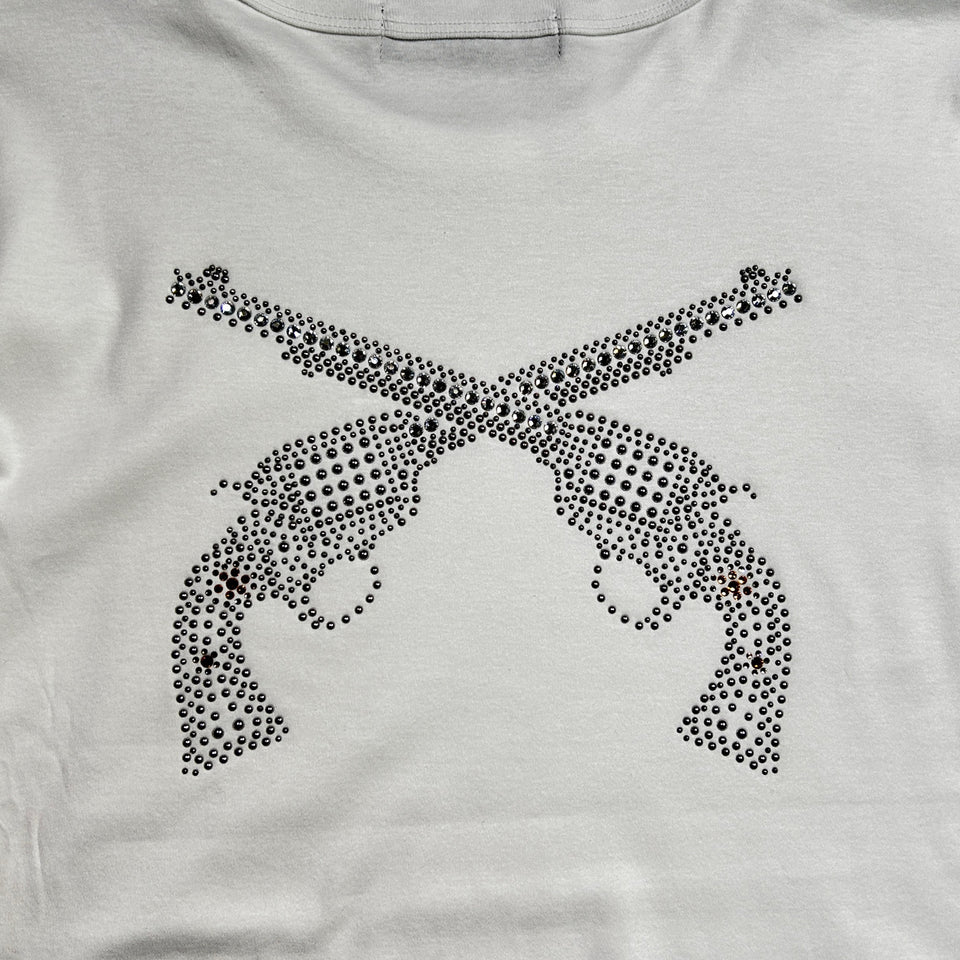 画像をギャラリービューアに読み込む, WOMENS CROSSGUN METAL T-SHIRT / WHITE