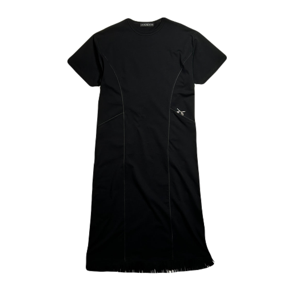 WOMENS HEAVY JERSEY FRINGE DRESS / BLACK