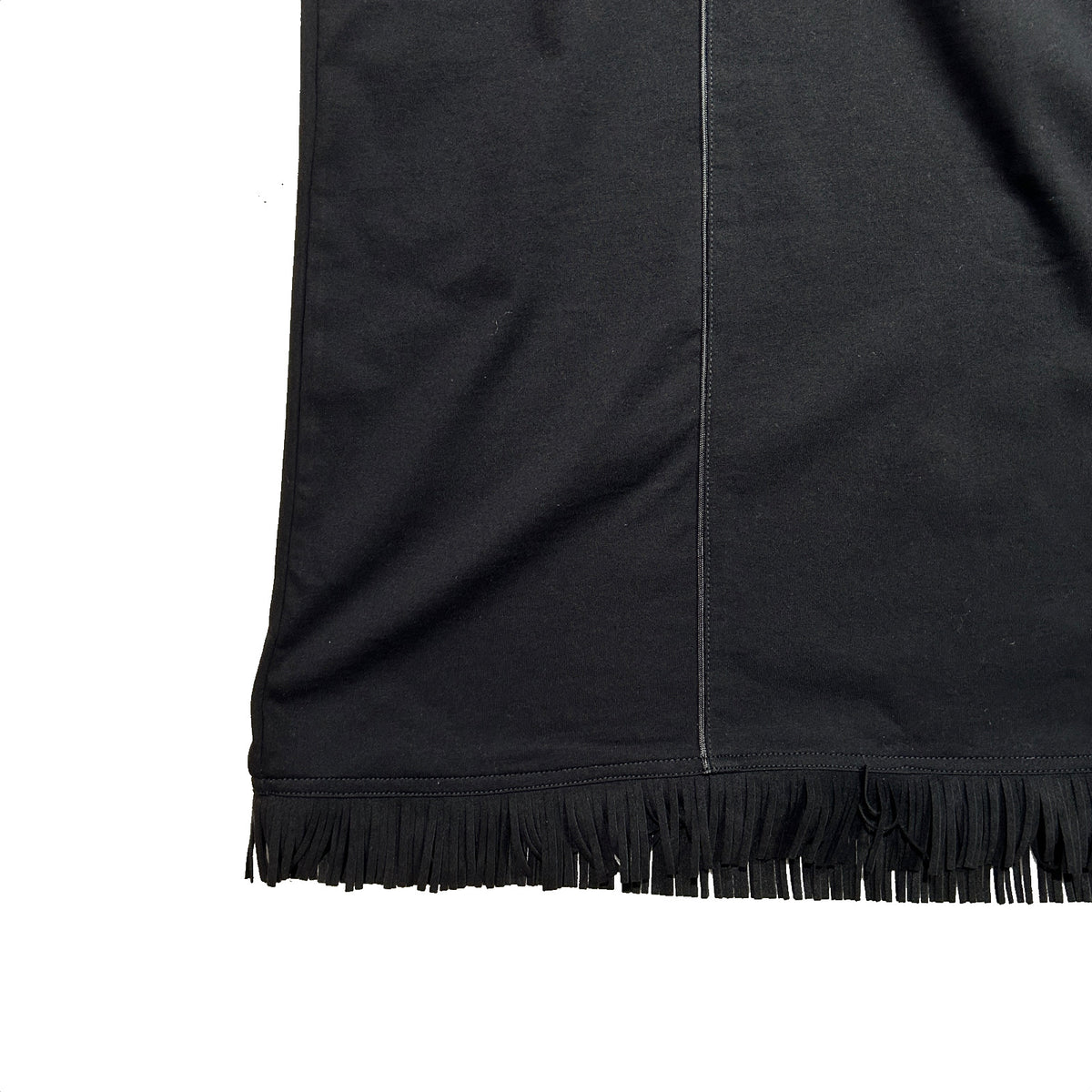 WOMENS HEAVY JERSEY FRINGE DRESS / BLACK