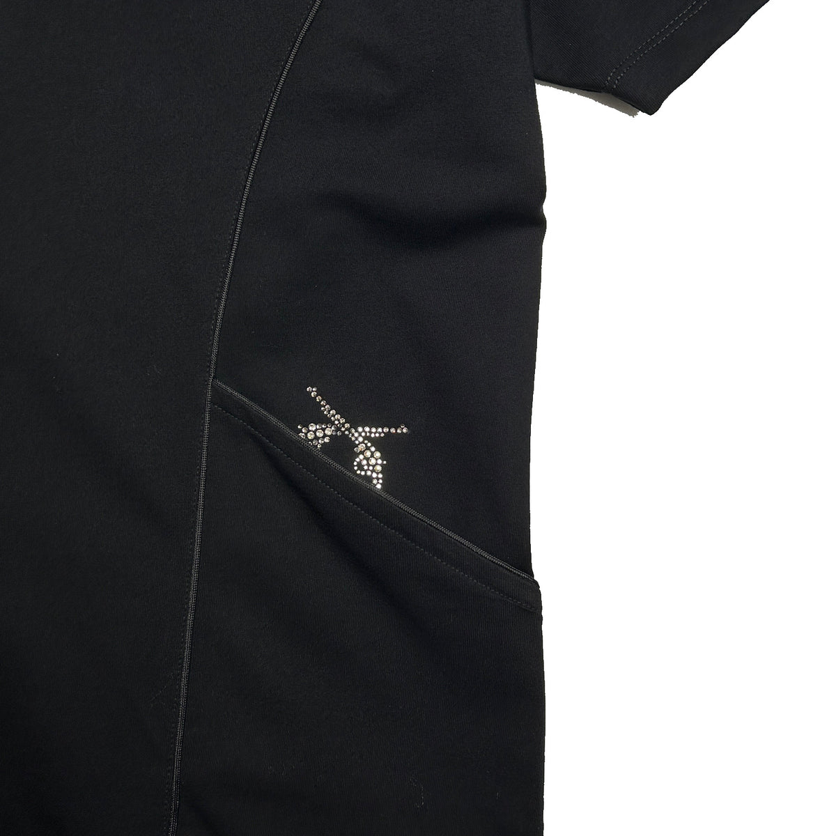 WOMENS HEAVY JERSEY FRINGE DRESS / BLACK