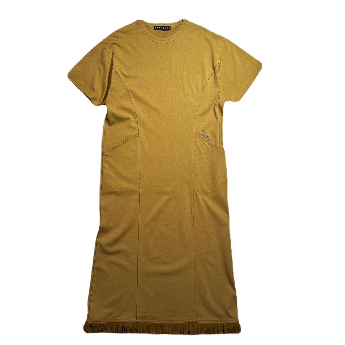 WOMENS HEAVY JERSEY FRINGE DRESS / BEIGE