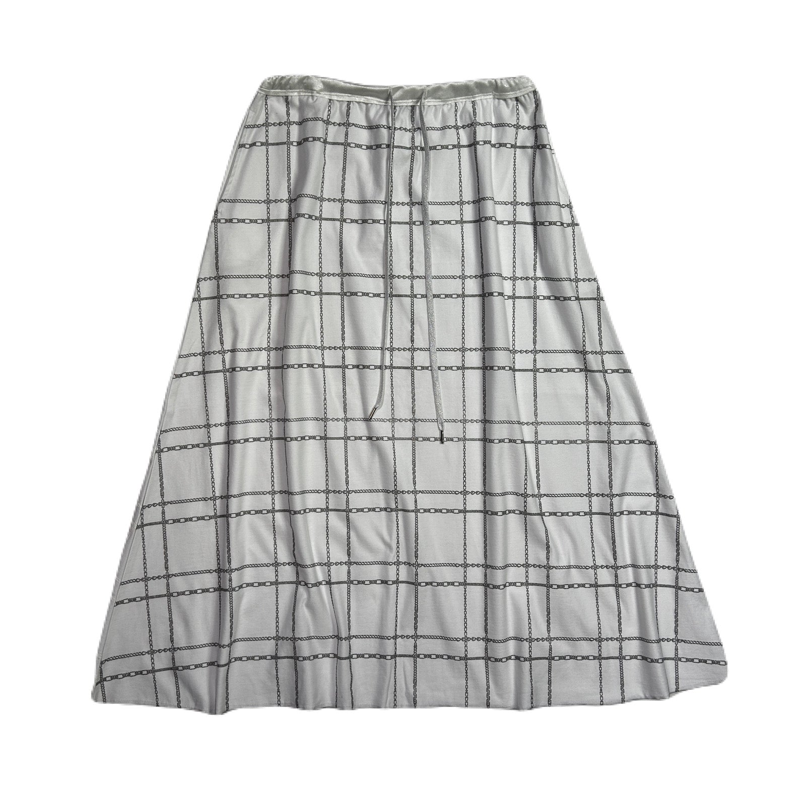 画像をギャラリービューアに読み込む, WOMENS CHAIN CHECK SKIRT / WHITE*SILVER