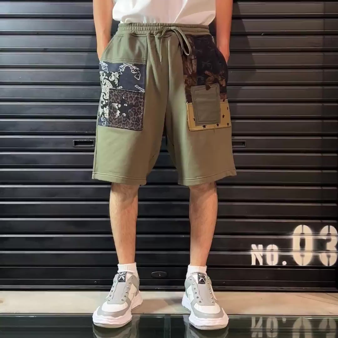 PATCH WORK REMAKE SHORTS / KHAKI