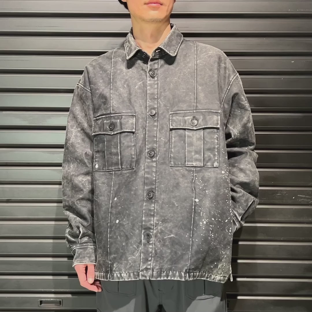 BACK SATIN SHIRT JACKET / BLACK