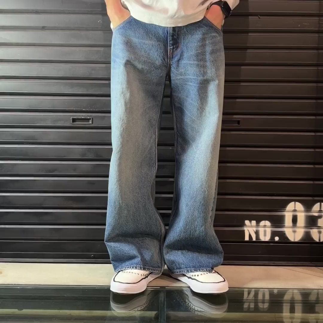 VINTAGE WASH DENIM WIDE PANTS / BLUE