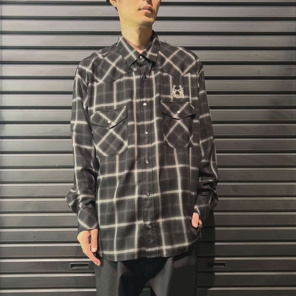 OMBRE CHECK SHIRT HORSESHOE  / BROWN