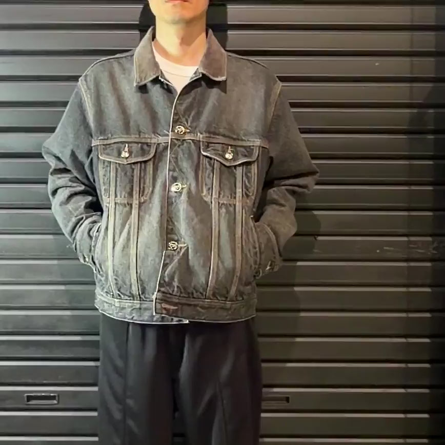 VINTAGE WASH DENIM JACKET SWAROVSKI / BLACK