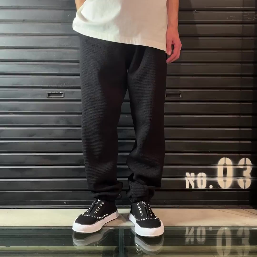 CROSSGUN PATCH WAFFLE PANTS / BLACK