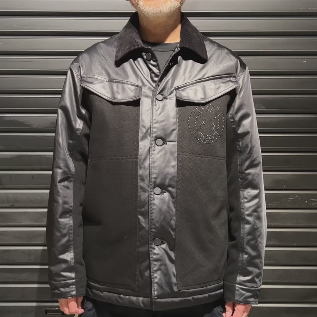 LEATHER SATIN JACKET / BLACK