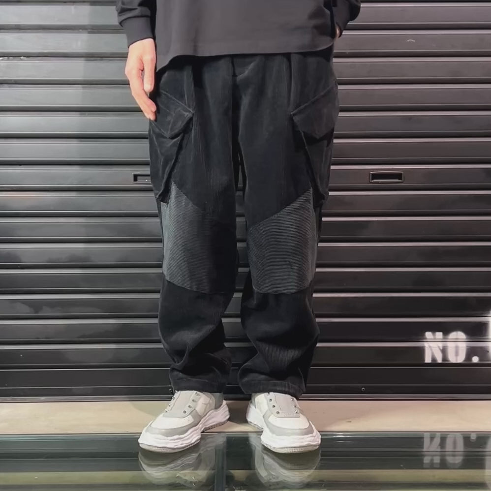 CORDUROY CARGO PANTS / BLACK