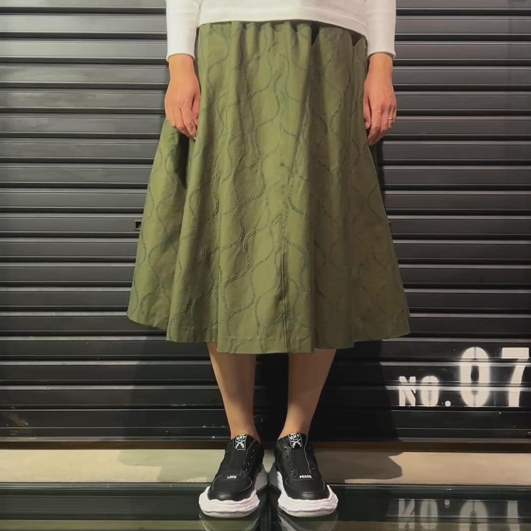 WOMENS CHAIN EMBROIDERY SKIRT / BLACK