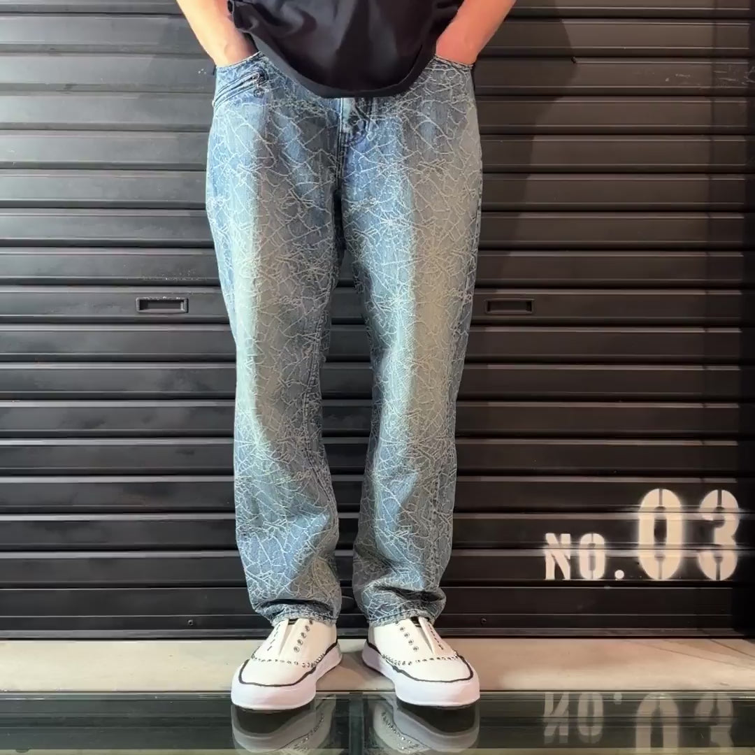 SPIDER JAQUARD DENIM PANTS / BLUE