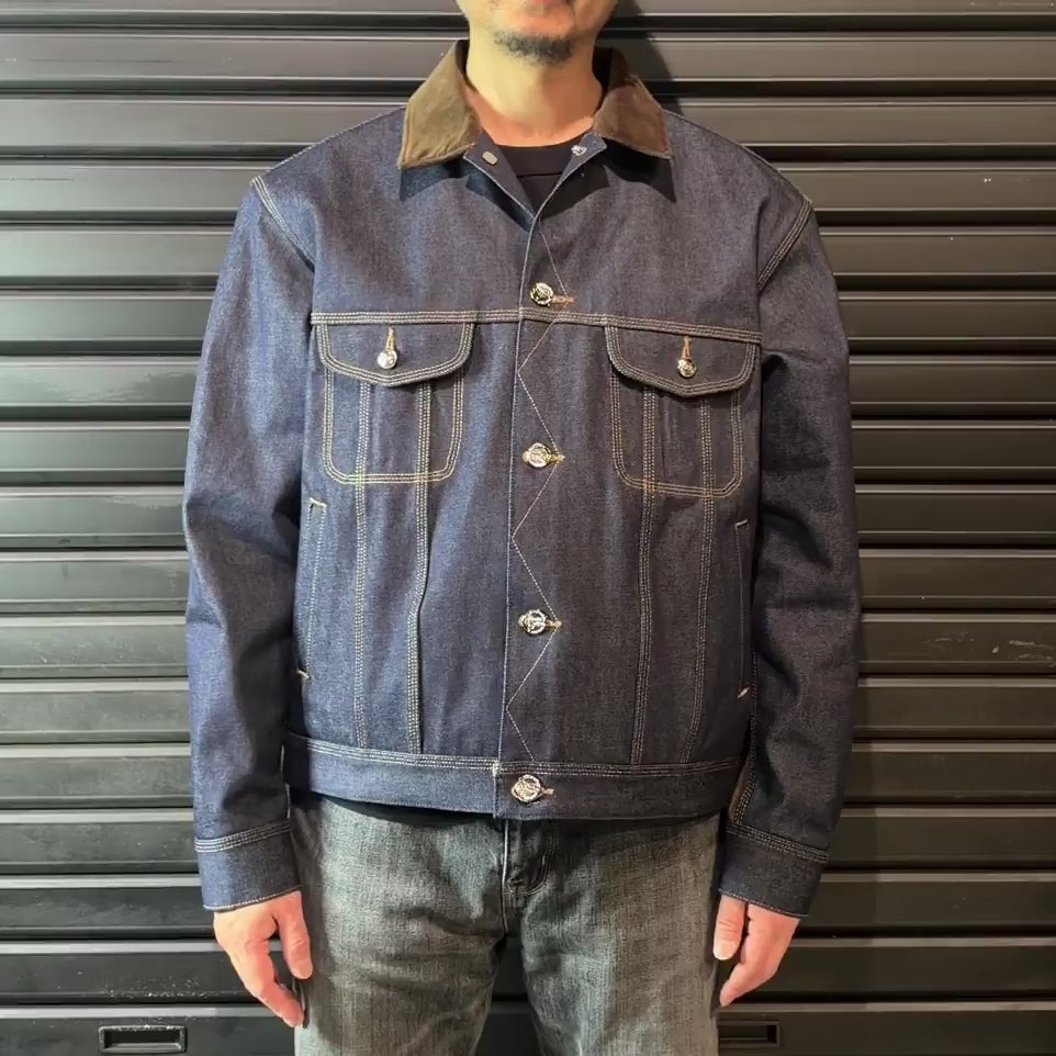 RIGID DENIM JACKET SWAROVSKI / BLUE